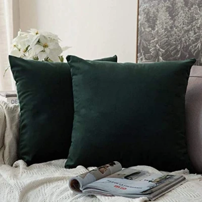 Abbildung von MIULEE 2er Set SAMT Weihnachten Kissenbezug Kissenhülle Dekorative Dekokissen Sofakissen Lendenkissen Wurfkissenbezug mit Verstecktem Reißverschluss Sofa Schlafzimmer 16x16 Inch 40x40 cm Dunkelgrün