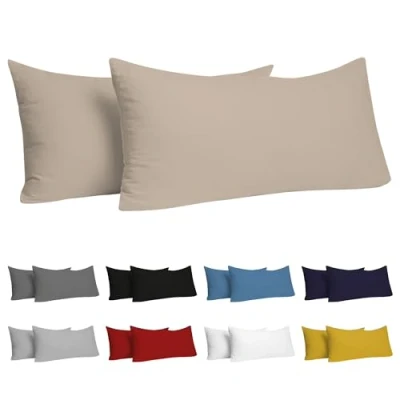 Abbildung von Kissenbezug 40 x 80 (Set mit 2) 100% Jersey Baumwolle 150 g/qm Kissenbezüge Beige Für Kissen cm Kissenhülle Resistent und Hypoallergen Dreamzie