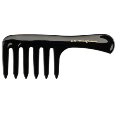 Abbildung von HERCULES SÄGEMANN Premium Lockenkamm Hochwertiger Naturkautschuk für sanftes Kämmen ohne Haarbruch. Ideal unterwegs. Farbe: Schwarz Größe: 6,5 Zoll