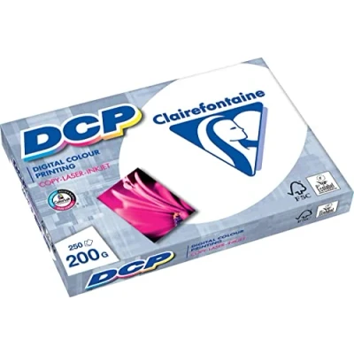 Abbildung von Clairefontaine 1807C Druckerpapier DCP Premium Kopierpapier für farbintensiven Bilderdruck, DIN A4, 21 x 29,7cm, 250g, 1 Ries mit 250 Blatt, Weiß