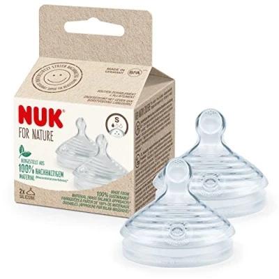 Abbildung von NUK Perfect Match Babyflaschentrinksauger Ab 0 Monate Passt sich dem Baby an Anti Colic BPA frei Silikonsauger für Flaschen, Small 2 Stück