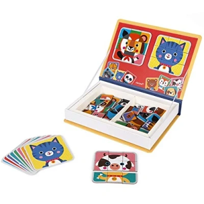 Abbildung von Janod Magnéti&#039;Book Mix &amp; Match Tiere Magnetisches Lernspiel 8 Tiermotive zum Zusammensetzen 72 Magnete, Viele Kombinationen und Mögliche Kreationen Ab 3 Jahren, J02587