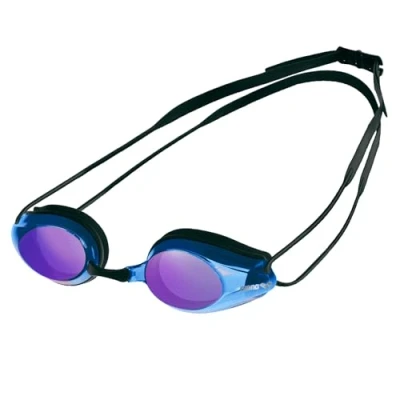 Abbildung von arena Tracks Mirror Unisex Wettkampf Schwimmbrille für Erwachsene, mit Verspiegelten Antibeschlag Gläsern, UV Schutz, 4 Austauschbare Nasenstege, Silikondichtungen