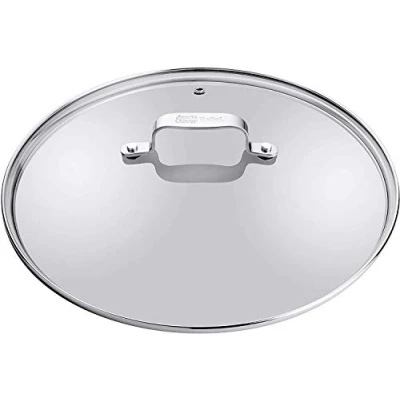 Abbildung von Jamie Oliver by Tefal Topfdeckel 24 cm, Glasdeckel mit Edelstahlrand, Dampfauslassventil, Überlaufschutz, spülmaschinengeeignet, Exklusive Gravur am Deckelgriff, B89985