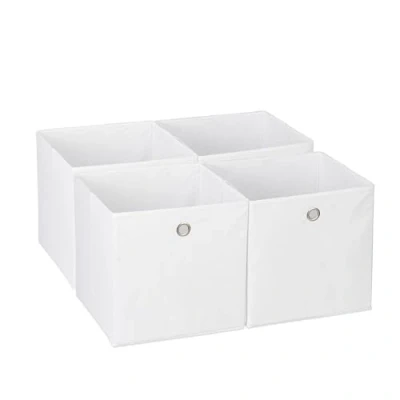 Abbildung von Relaxdays Aufbewahrungsbox 4er Set, Faltbare Regalboxen, HxBxT: 30 x cm, Grifflöcher, Faltboxen für Regale, weiß
