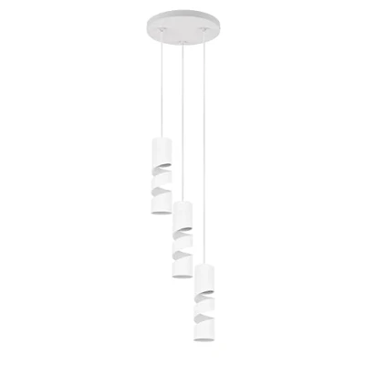 Abbildung von Hängeleuchte Stream, weiß, Ø 28 cm, 3 flammig, Metall, GU10