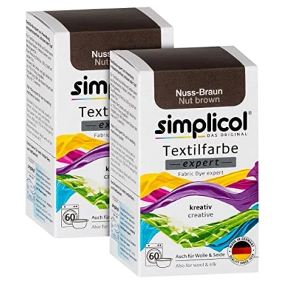 Abbildung von Simplicol Textilfarbe expert Nuss Braun 1716, 2er Pack: Farbe für kreatives, einfaches Färben in der Waschmaschine oder manuell