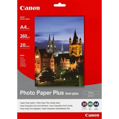 Abbildung von Canon Fotopapier SG 201 Plus Seidenglanz DIN A4 20 Blatt Seidenmatt für Tintenstrahldrucker PIXMA Drucker (260 g/qm) 1686B021