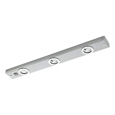 Abbildung von EGLO LED Unterbauleuchte Kob LED, 3 flammige Unterschrankleuchte Küche aus Metall in Silber, Küchenlampe mit Wippschalter, Küchenleuchte warmweiß