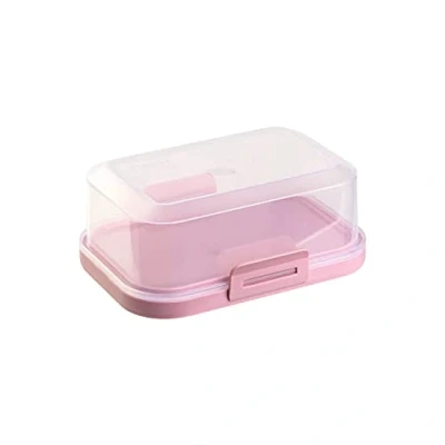 Abbildung von 1x Hochwertige Stapelbare Butterdose mit Verschluss, Plastik box dose, Perfekte Ordnung im Kühlschrank BPA Frei Mehrzweck rosa