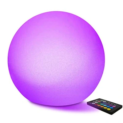 Abbildung von Mr.Go 14&quot; Wasserdicht Außen Kugel Leuchte mit Fernbedienung, Dimmbar LED Lampe Innen Nachtlicht Batterie, 16 Einstellbare RGB Farben, Farbwechsel Stimmungsleuchte Leuchtkugel Gartenkugel