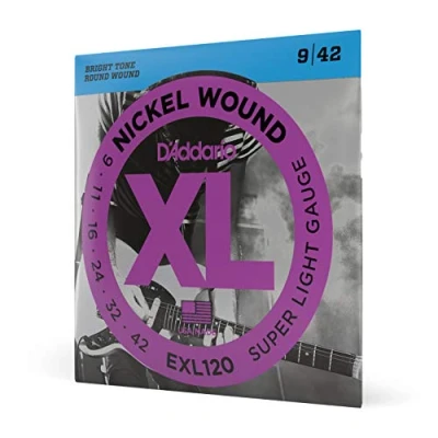Abbildung von D&#039;Addario Gitarrensaiten E Gitarre Gitarren Saiten EXL120 Super Light, 09 42 1 Stück