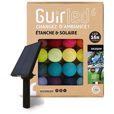 Abbildung von GuirLED Außengirlande mit Lichtkugeln LED Guinguette Wasserdicht IP55 Hocheffizientes Solarpanel Automatisches EIN/AUS 16 Kugeln 3 m Arlequin