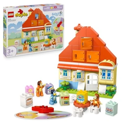 Abbildung von LEGO DUPLO Bluey: Blueys Familienhaus mit Memory Spiel Lernspielzeug für Kleinkinder Inkl. 3 Minifiguren, aufklappbare Fenster und Brettspiel Geschenk Jungen &amp; Mädchen ab Jahren 10459