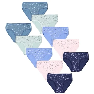 Abbildung von TupTam Unterhosen Mädchen 10er Pack Größe 92 170 Bequeme Unterwäsche für aus Baumwolle, Farbe: Slips Blümchen Dunkelblau Blau Grün Rosa Dunkeltürkis, Größe: 164