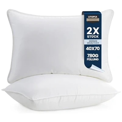 Abbildung von Utopia Bedding KopfKissen (2er Set), 40 x 70 cm Schlafkissen, Atmungsaktiv et Weich Kissen (Weiß)