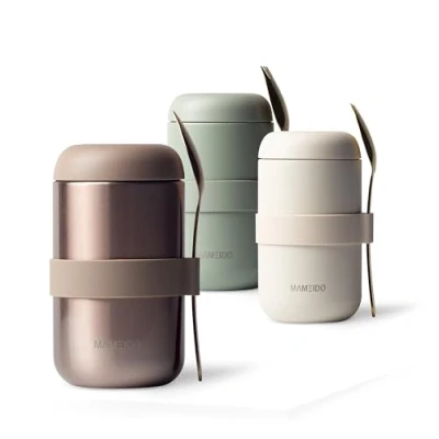 Abbildung von MAMEIDO Thermobehälter für Essen 500ml, Müslibecher to go Edelstahl, Thermobecher auslaufsicher, Ideal Joghurt, Porridge, Babybrei, Suppen &amp; Eis (Rosé Quartz, 0,5l)