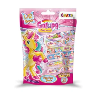 Abbildung von Slap Snap Bands Armbänder Galupy Unicorn Schnapparmband Kinder mit Einhorn Motiv , Klatscharmband