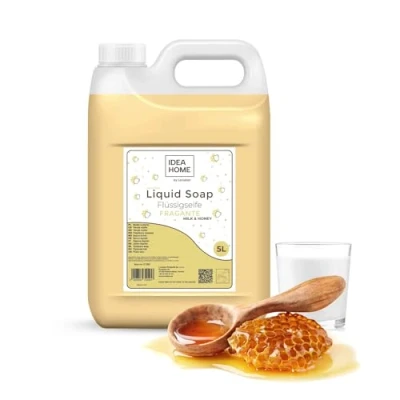Abbildung von IDEA HOME FRAGANTE Handseife Flüssig 5L Seife Kanister für alle Hauttypen Gut Schäumende Flüssigseife 5 Liter Cremeseife Milch und Honig