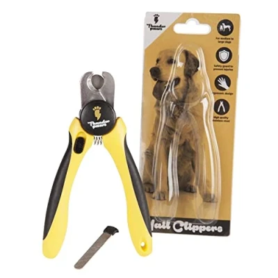 Abbildung von Thunderpaws Professionelle Krallenschere für Hunde mit Schutz, Sicherheitsschloss und Nagelfeile (Mittel bis Groß, Gelb)