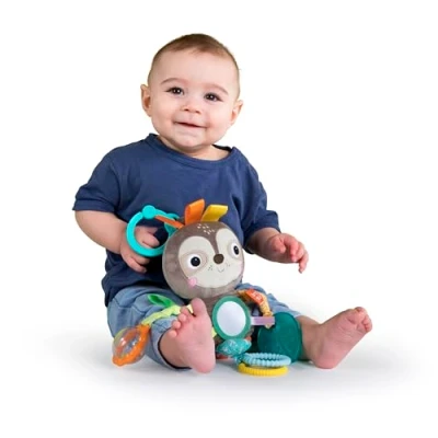 Abbildung von Bright Starts, Spielzeug für Den Kinderwagen, faultier mit Rassel, Spiegel und Taggie Schlaufen