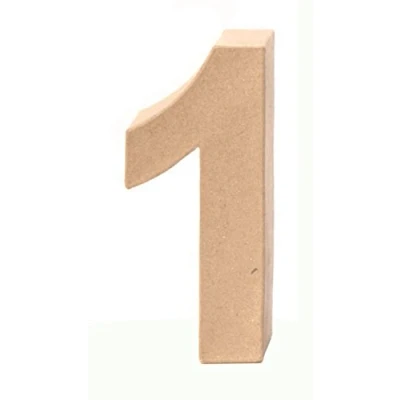 Abbildung von Glorex 6 2029 131 Papp Zahl 1, aus brauner Pappe, ca. 17,5 X 5,5 cm groß, zum bemalen und bekleben, für Serviettentechnik Décopatch, ideal als Dekoration, Natur