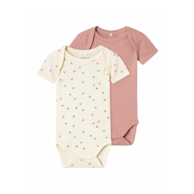 Abbildung von Name it Nbfbody Hearts 2 PACK Body für Kinder, Größe: 62, Buttercream