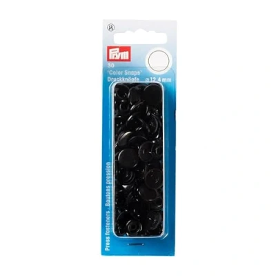 Abbildung von Prym 393105 Nähfrei Druckknopf Color Snaps rund 12,4 mm schwarz, Kunststoff, 12.4
