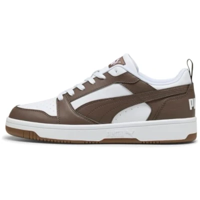 Abbildung von Puma Rebound V6 Unisex Sneaker low white/bronzecoloured/gum, Größe: 40, White/bronze coloured/gum Hochwertiges lederimitat