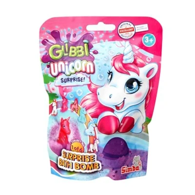 Abbildung von Glibbi Unicorn Surprise, Badebombe in 1 von 3 Farben (pink, lila, Mix) mit Überraschung, 6 Figuren, 100g, Badespaß ab Jahren
