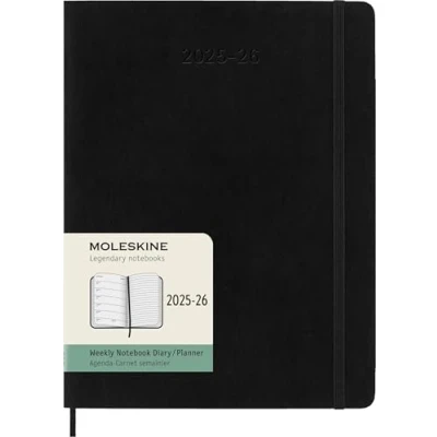 Abbildung von Moleskine Wochen Notizkalender 2025 2026, 18 Monats Wochenplaner mit Notizplatz, Weiche Einband und Gummiband, XL 19 x 25 cm, Schwarz