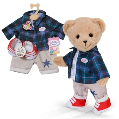 Abbildung von BABY born Teddy Outfit mit Cooler Hose, Shirt, Jacke &amp; Schuhen Hochwertiges Puppenzubehör Kleidung geeignet für Puppen der Größe 43 cm