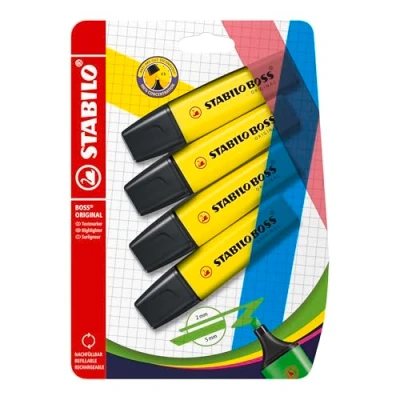Abbildung von STABILO Textmarker BOSS ORIGINAL 4er Pack gelb