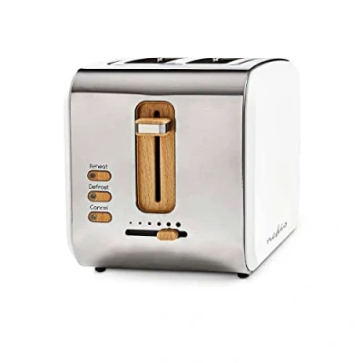 Abbildung von Nedis Toaster Soft Touch 6 Verschiedenen Stufen Auftau und Aufwärmfunktion Krümelschublade Selbstabschaltung Haushaltsgerät Abbruch Funktion 2 Breite Öffnungen Weiss