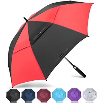 Abbildung von ZOMAKE Regenschirm Sturmfest Groß,XXL Golf Umbrella Stockschirm mit Auf Zu Automatik für Herren Damen Travel Schirm Tragegurt(Schwarz/Rot)