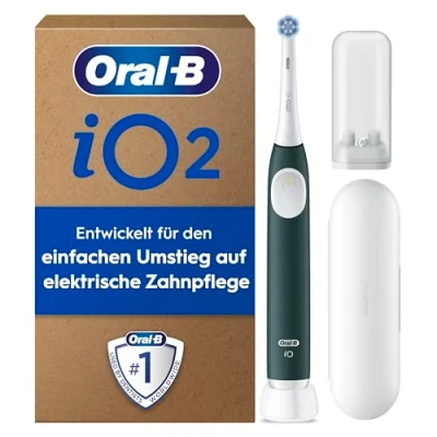 Abbildung von Oral B iO Series 2 Elektrische Zahnbürste/Electric Toothbrush, 1 Aufsteckbürste, 3 Putzmodi für Zahnpflege, Magnet Technologie, Designed by Braun, Forest Green