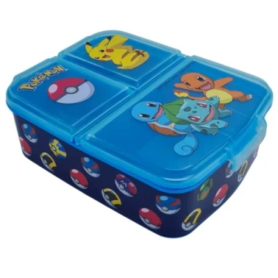 Abbildung von Stor, Pokemon Sandwich Box, Brotdose, Rechteckig, drei Fächer, Brotdose für Mahlzeiten und Snacks , 3 6x16x19 CM
