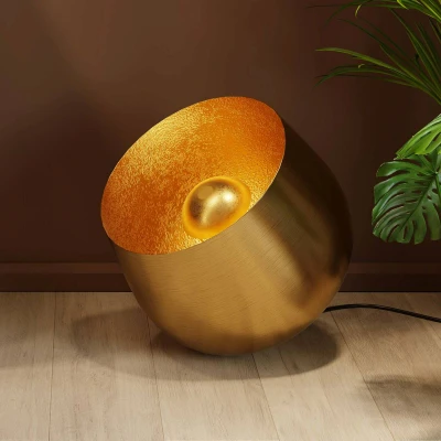 Abbildung von Kare Design Bodenleuchte Apollon Smooth, Ø50cm, Gold, Bodenstehleuchte, Bodenlampe, Lampe, Licht Deko, Leuchtmittel nicht inklusiv