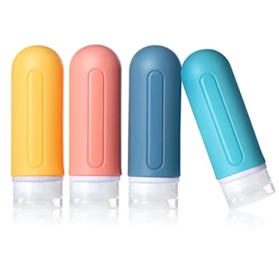 Abbildung von Diboniur 4 Stück Reiseflaschen zum Befüllen Silikon,Reiseflaschen Set, Auslaufsichere Reise Container 89ml Travel Bottles für Shampoo, Creme, Flüssigkeiten und Lotion, Gelb