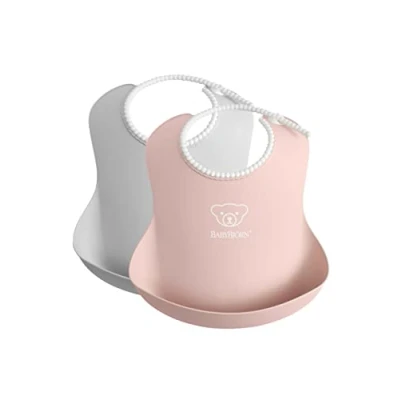 Abbildung von BabyBjörn Lätzchen, 2er pack, Grau/Blassrosa
