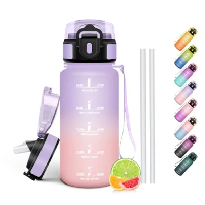 Abbildung von HoneyHolly Trinkflasche Kinder 500ML, BPA Frei, Kohlensäure Geeignet, Wasserflasche Auslaufsicher, Sportflasche mit Strohhalm, Sport für Kinder, Schule, Büro