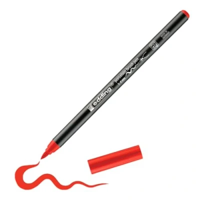 Abbildung von edding 4200 Porzellanpinselstift rot 1 Stift Pinselspitze 4 mm Filzstift zum Beschriften u. Dekorieren von Keramik, Porzellan spülmaschinenfest, lichtechte Tinte, schnell trocknend
