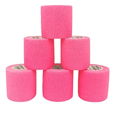Abbildung von COMOmed selbstklebender verband elastische binde handgelenk bandage pflaster rolle Dog Bandagen Tierische Rosa 5 cm X 6 Bände