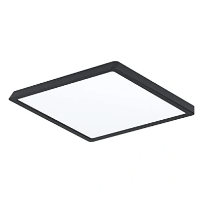Abbildung von EGLO LED Deckenleuchte Fueva 5, L x B 28,5 cm, 1 flammige Aufbauleuchte aus Stahl und einer Kunststoff Leuchtfläche, Deckenlampe in Schwarz, Weiß, Aufbaulampe warmweiß