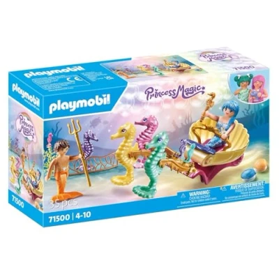 Abbildung von PLAYMOBIL Princess Magic 71500 Meeresbewohner mit Seepferdchenkutsche, inklusive Sieben Seepferdchen und Dekomuscheln zum Befestigen, detailreiches Spielzeug für Kinder ab 4 Jahren
