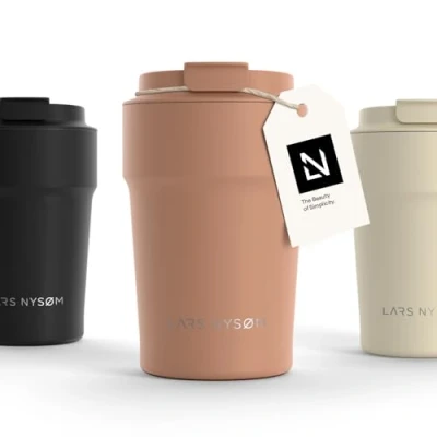 Abbildung von LARS NYSØM Thermo Kaffeebecher to go 380ml Travel Mug 0,38 Liter mit Isolierung Auslaufsicherer Edelstahl Thermobecher für Kaffee und Tee unterwegs Teebecher (Blush Rose, 380ml)