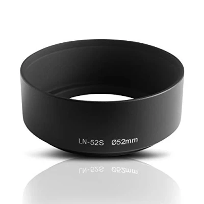 Abbildung von Ares Foto® 52mm Ø Metall Sonnenblende Gegenlichtblende Streulichtblende Lens Hood. CNC gefrästes Aluminium. Zum Aufschrauben auf Objektiv Filtergewinde. Für Canon Sony Nikon Tamron Sigma Olympus Fujifilm Pentax