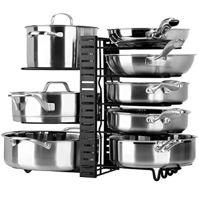 Abbildung von Toplife Doppelseitiger Pfannenhalter, Topfdeckelhalter mit 10 verstellbaren Teiler, ideal Deckelhalter in 3 DIY Methoden