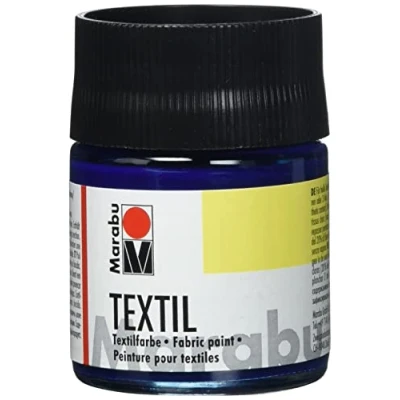 Abbildung von Marabu 17160005053 Textil Stoffmalfarbe für helle Stoffe, Dunkelblau 50 ml, Druckfarbe auf Wasserbasis, waschbeständig bis 60C, Fixierung durch Bügeln o. Backofen