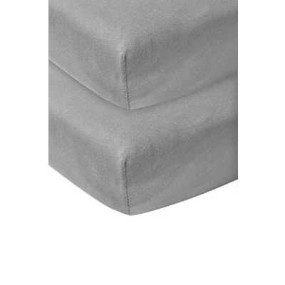 Abbildung von Meyco 564204 Jersey Spannbetttuch, 2er Pack, 60x120 cm (Kinderbett), 100% Baumwolle Dunkelgrau